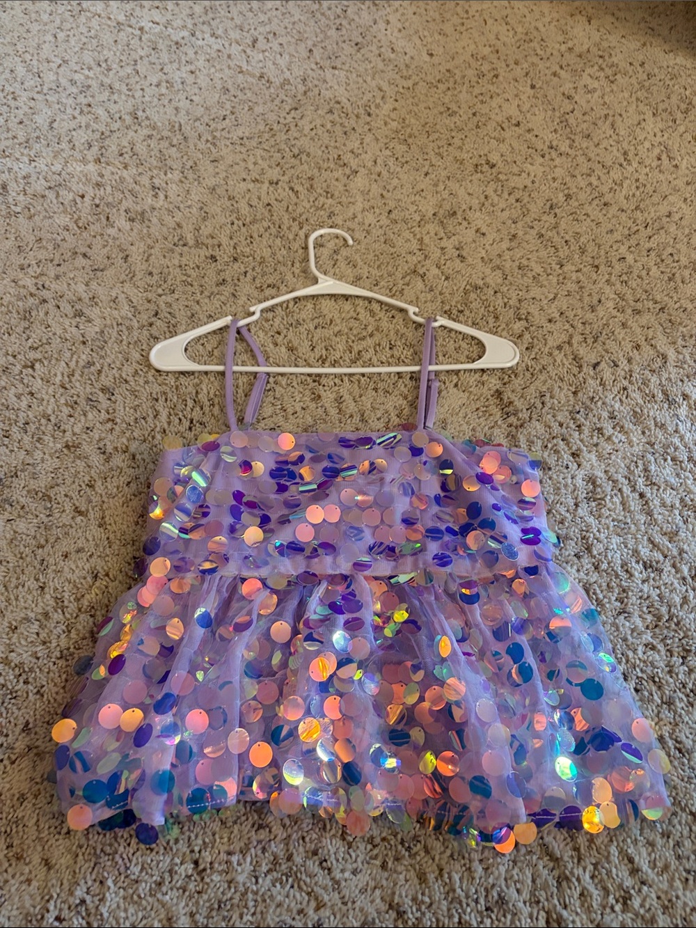 Pink Lily Lavender Iridescent Sequin Top